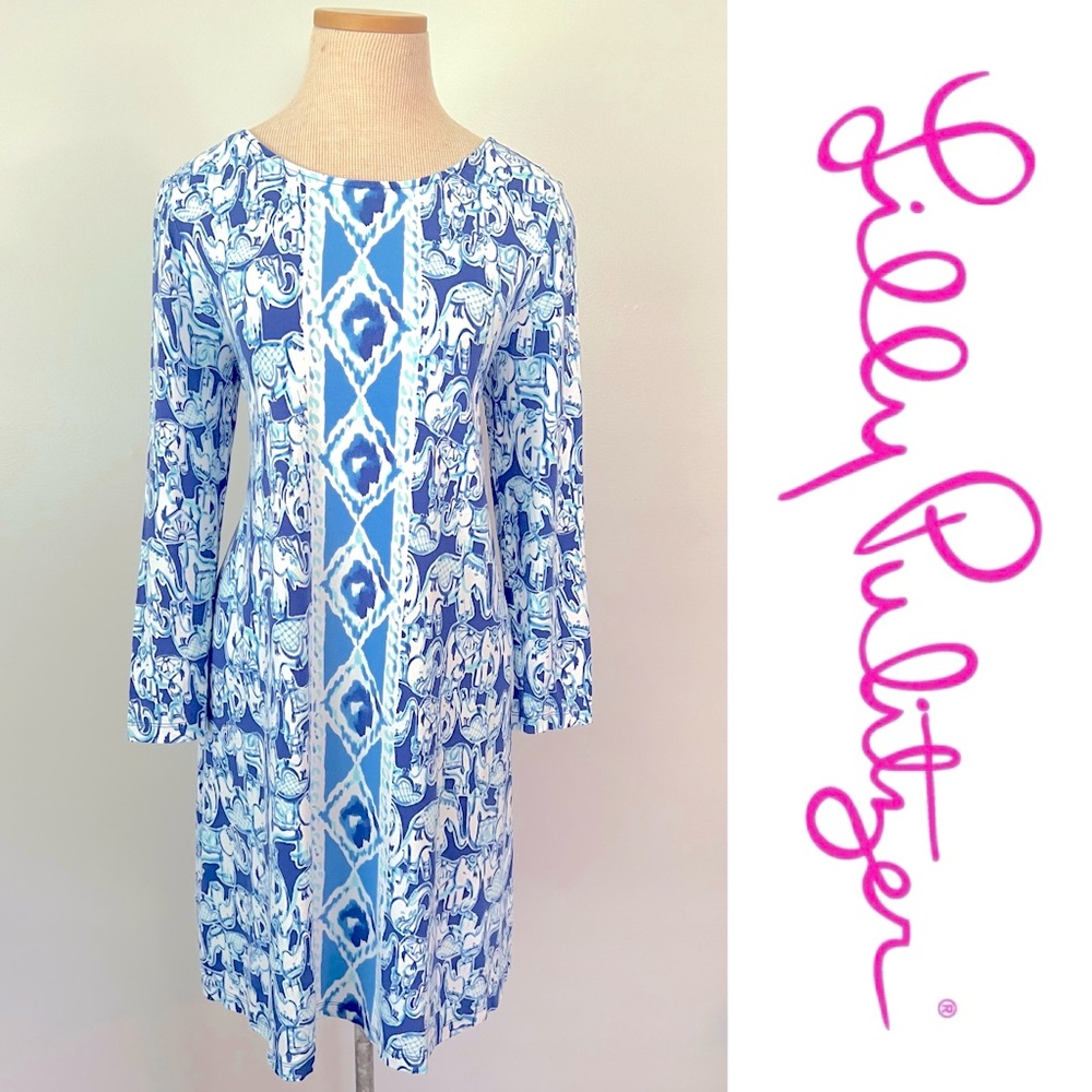 ⬇️ REDUCED! EUC Lilly Pulitzer Ophelia Swing Dress Get Trunky Print Size M